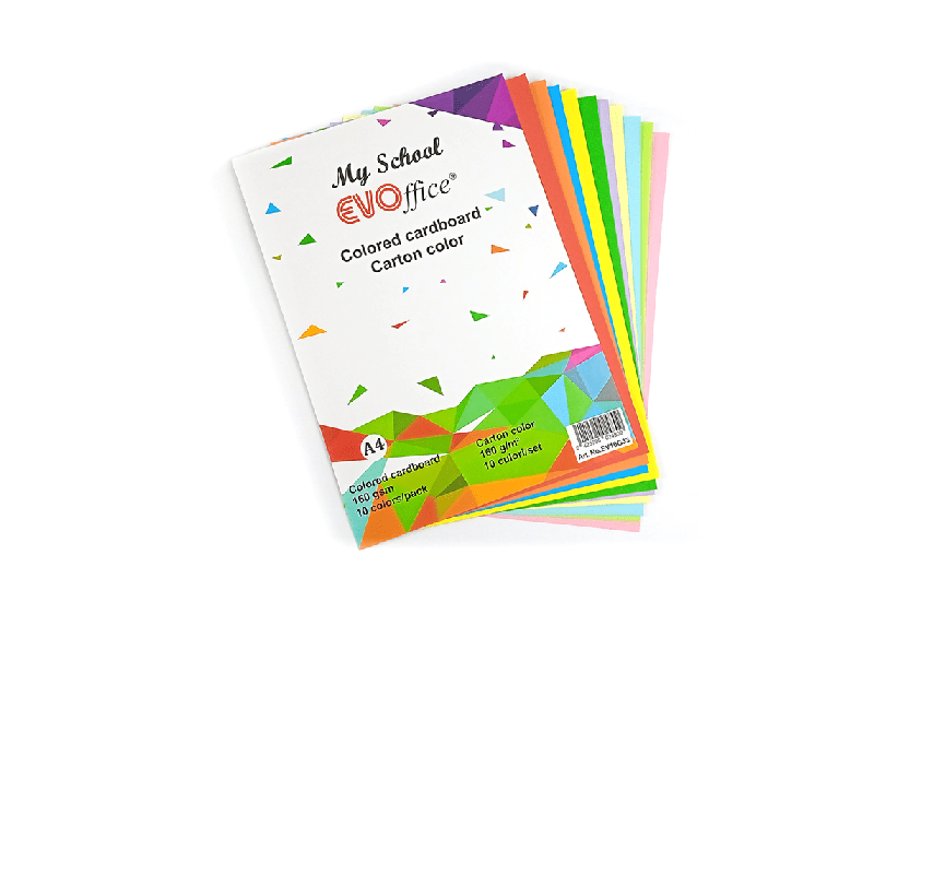 Carton color A4, 160 gr, coperta policromie 10 culori/set EVOffice