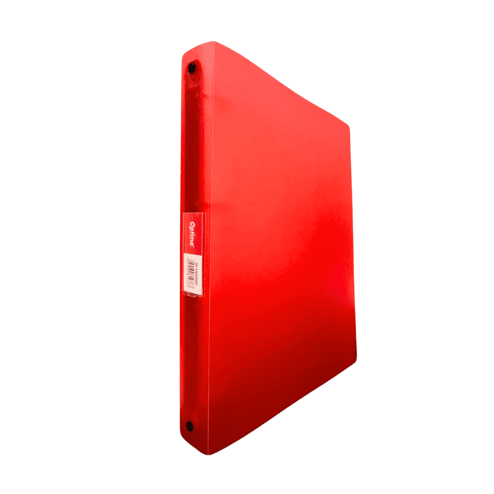 Caiet mecanic 4 inele - D25mm, coperti flexibile PP, Optima Flex - rosu