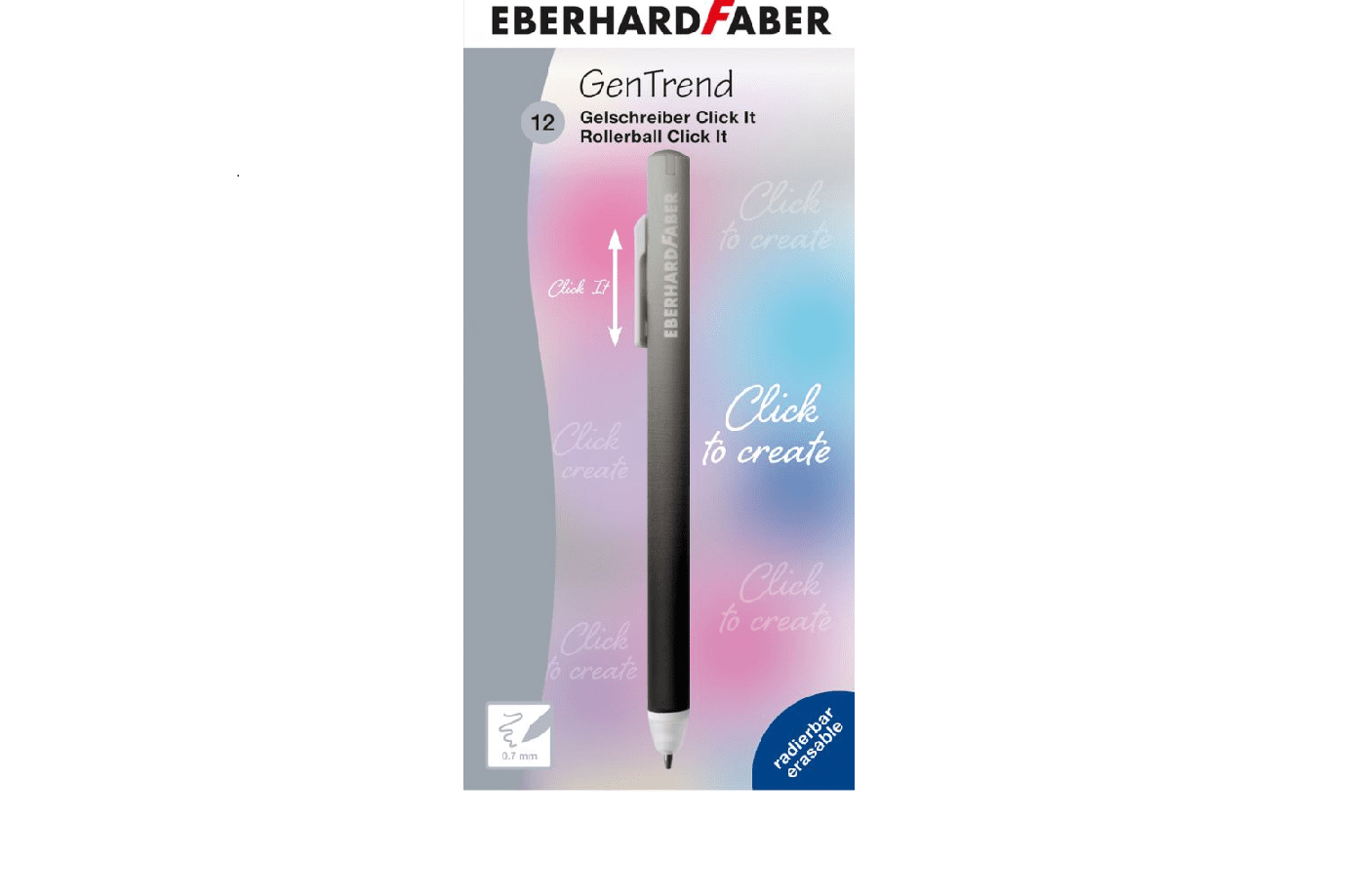 ROLLER 0.7 MM ALBASTRU ERASE-IT CLICK GRI-NEGRU EBERHARD FABER